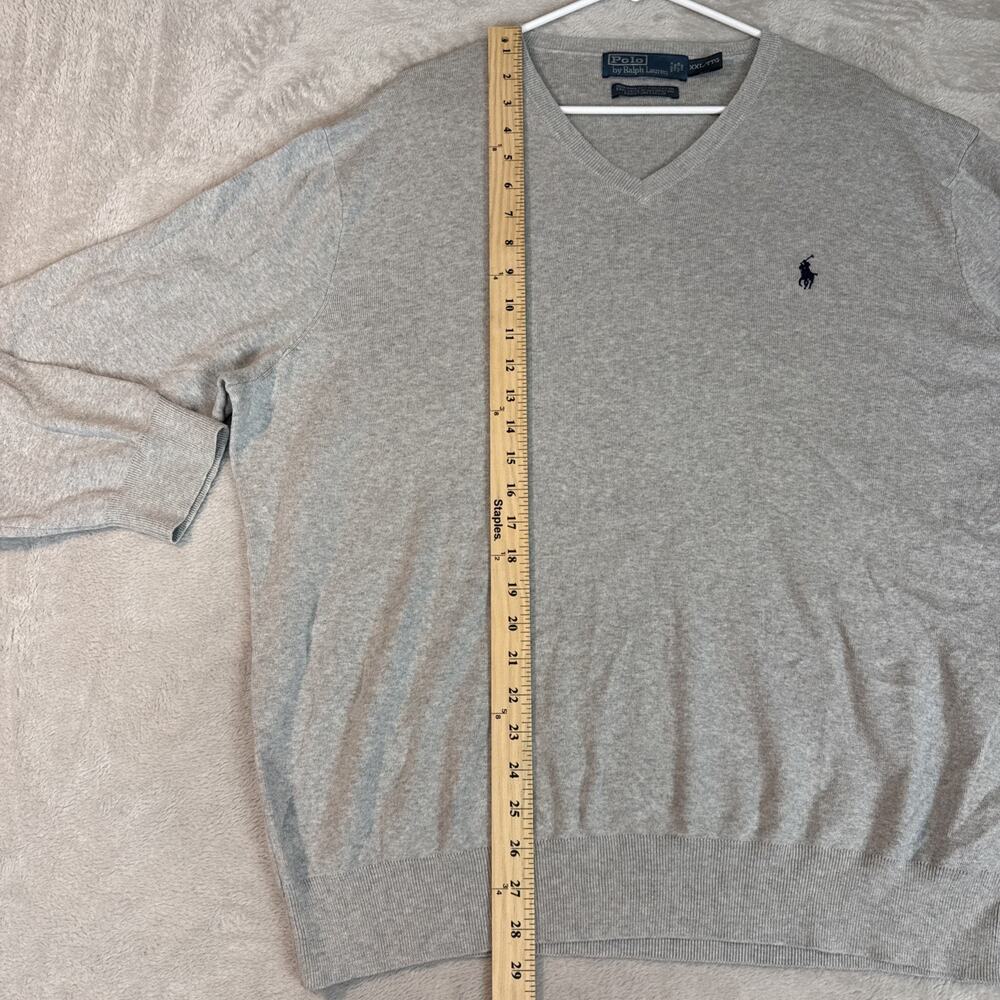 Polo Ralph Lauren Pullover Sweater Mens 2XL Gray V Neck Classic Pony Casual - Picture 6 of 7